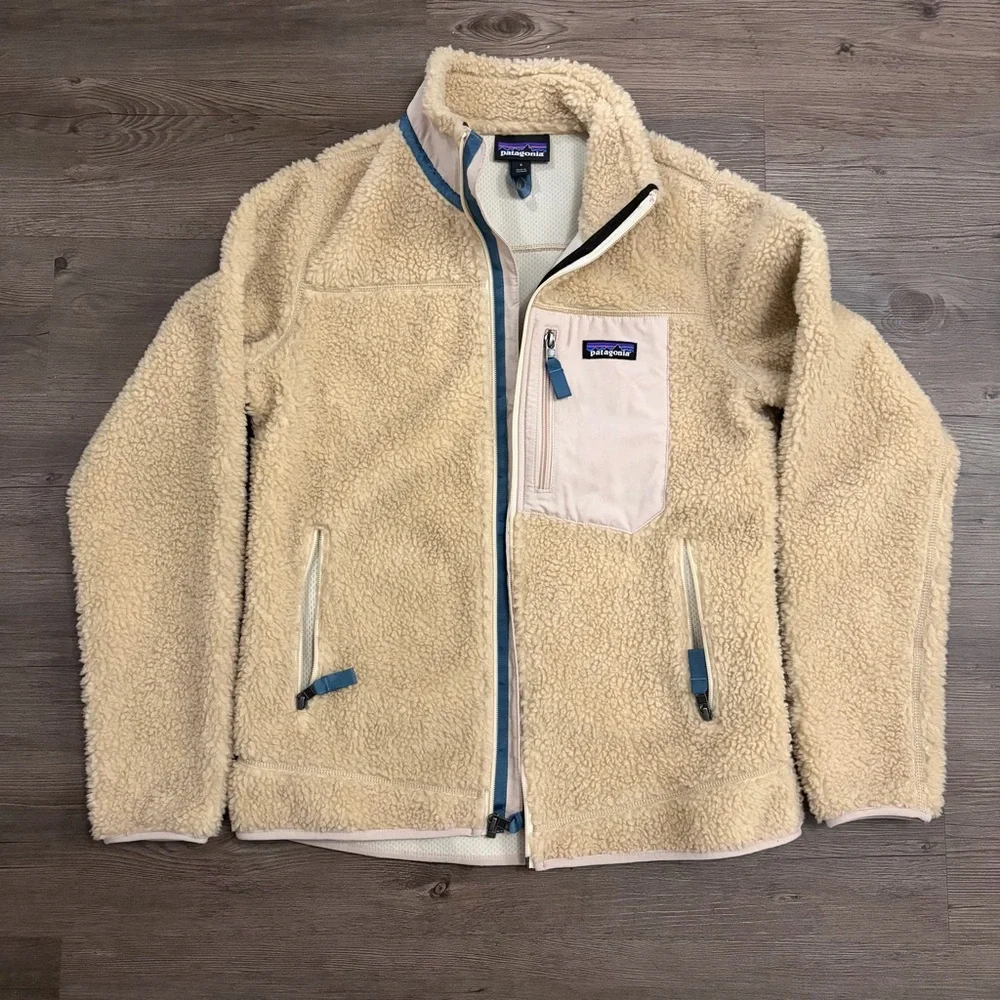 Patagonia Classic Retro X Fleece Jacket Women’s Small S Ivory Pink Green Teal - Picture 2 of 4